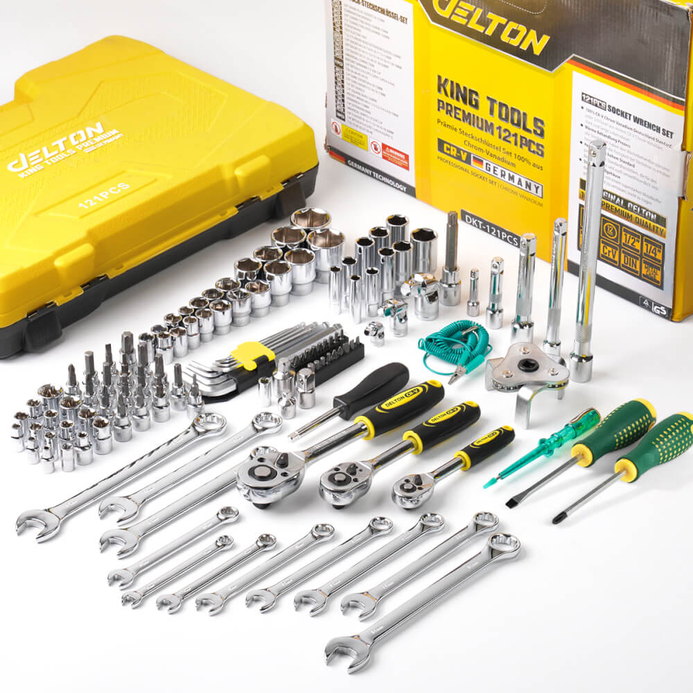 ชุดบ็อกซ์ DELTON รุ่น DKT-121PCS 1/4 , 3/8 , 1/2 นิ้ว แพ็ก 121 ชิ้น